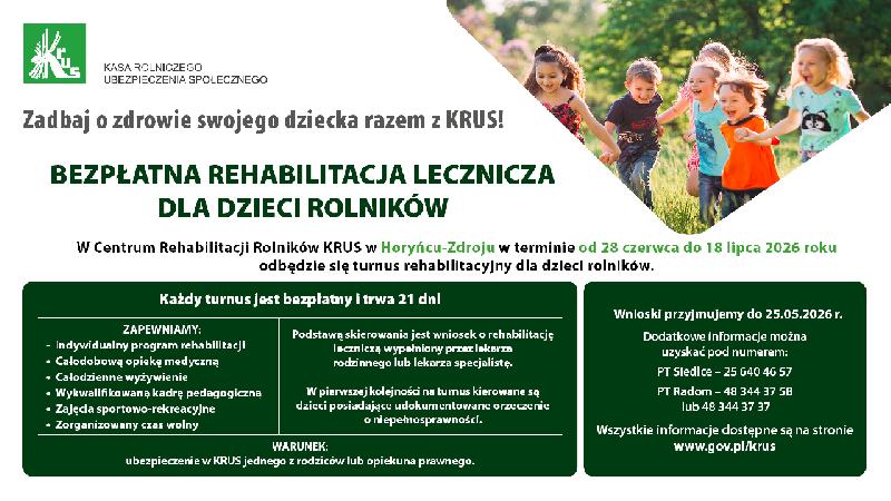 turnusy rehabilitacyjne dla dzieci rolników