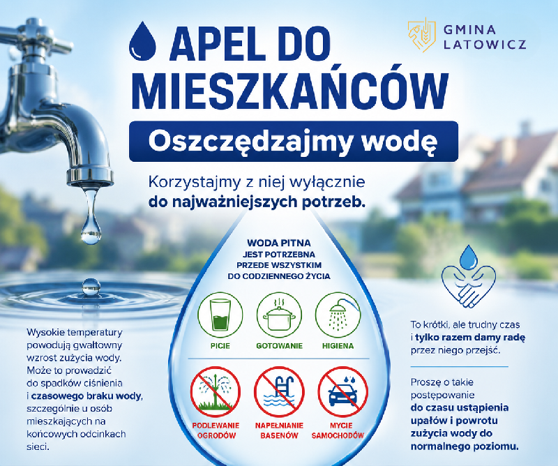 apel do mieszkańców o oszczedzanie wody