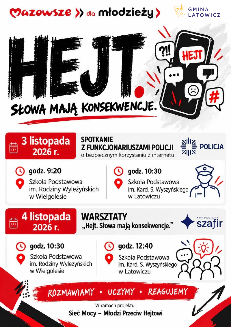 Plakat kampanii Młodzi Przeciw Hejtowi 