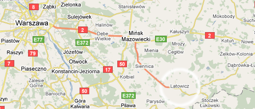 Mapa ze wskazaniem lokalizacji Gminy Latowicz
