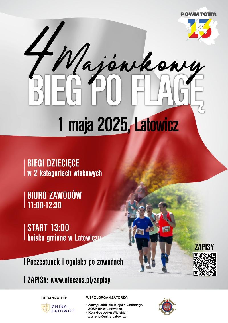 plakat bieg po flagę Latowicz 1 maja