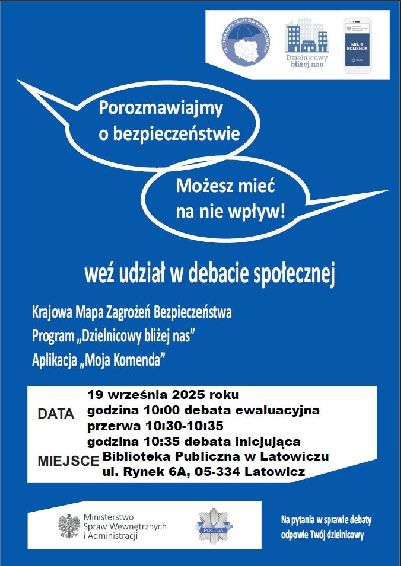plakat debata publiczna na temat bezpieczeństwa